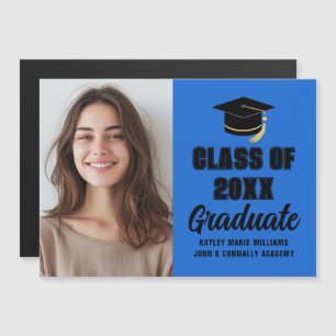 Blue Black Class of 2026 Graduation Photo Magnet