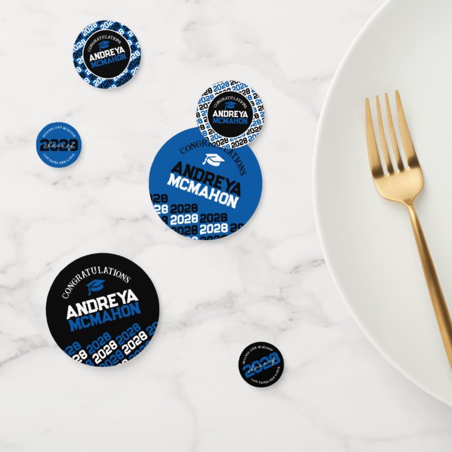 Blue & Black Class of ANY YEAR Personalized Party Confetti (Group)