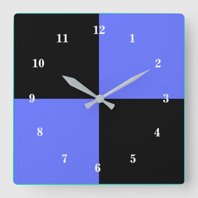 Blue & Black Colours - Customizable Square Wall Clock (Front)