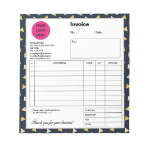 Blue Black Confetti Company Business Shop Invoice Notepad