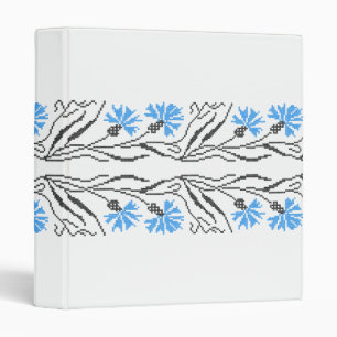 Blue Black cornflower cross-stitch Russian Pattern Binder