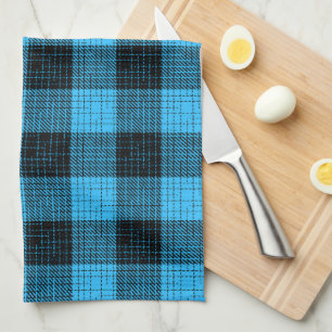 Blue Black Crosshatch Buffalo Check Kitchen Towel