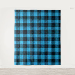 Blue Black Crosshatch Buffalo Check Tapestry