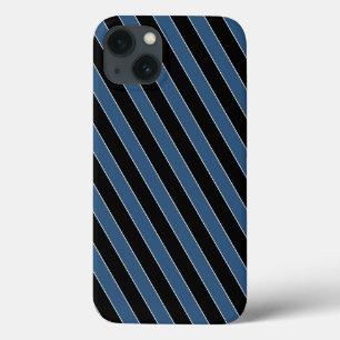 Blue black diagonal pinstripes iPhone 13 case
