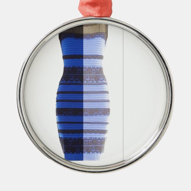 Blue Black Dress White & Gold Split Photo Pic Metal Ornament (Front)