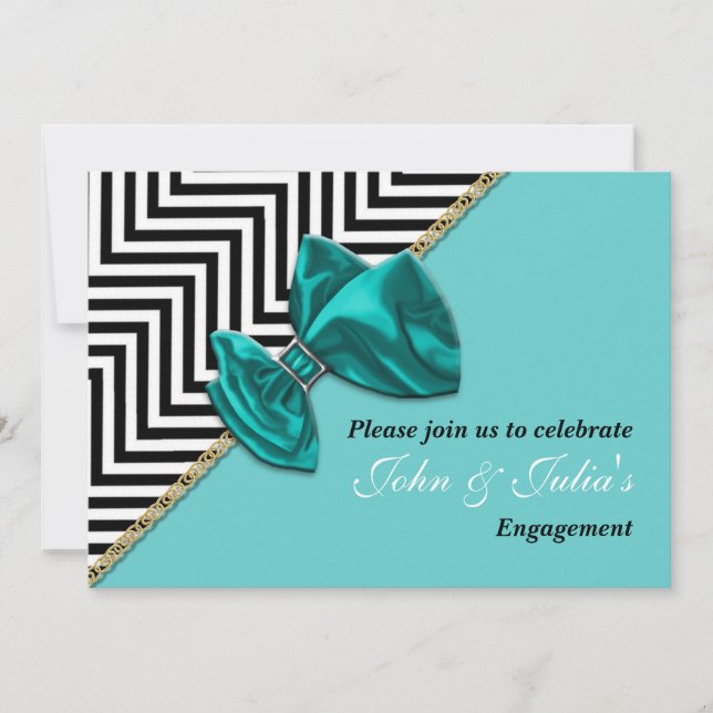 Blue black engagement anniversary CUSTOM Invitation (Front)