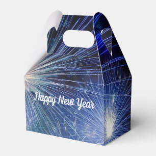 Blue Black Fireworks Happy New Year Favor Box