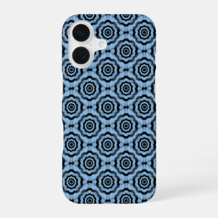 Blue Black Flower Seamless Pattern iPhone 16 Case