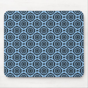 Blue Black Flower Seamless Pattern Mouse Pad