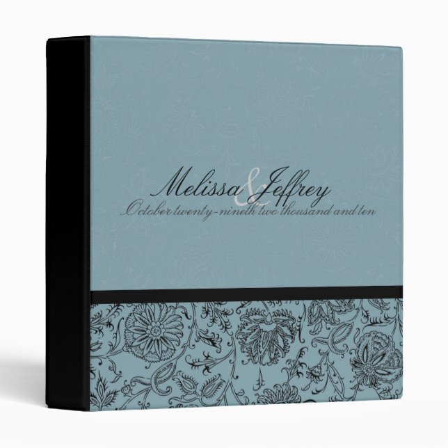 Blue & Black Flower Wedding Planner/Photo Binder (Front/Spine)
