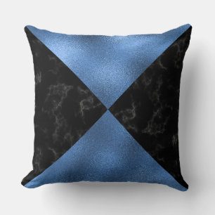 Blue/Black Foil Reversible Decorative Pillow