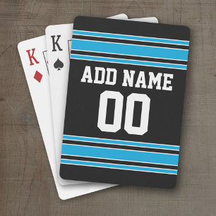 Blue Black Football Jersey Custom Name Number Playing Cards