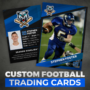 Blue & Black Football Trading Card Custom Logo