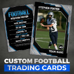 Blue & Black Football Trading Card Football Player<br><div class="desc">This bold and modern football trading card template is perfect for showcasing your favourite player. Customize it with your own photo,  name,  stats,  and team information. The Blue and black colour scheme is sure to stand out,  making it a great gift for any football fan.</div>
