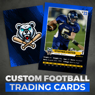 Blue & Black Football Trading Card Player Photo