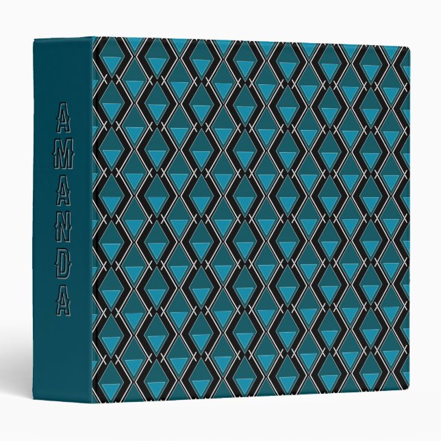 blue black geometric pattern art deco binder (Front/Spine)