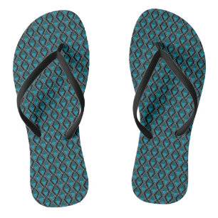 blue black geometric pattern art deco flip flops
