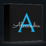 Blue Black Girly Script Monogram Name Modern Binder<br><div class="desc">Blue and Black simple  Script Monogram Name Binder. This makes the perfect sweet 16 birthday,  wedding,  bridal shower,  anniversary,  baby shower or bachelorette party gift for someone that loves glam luxury and chic styles.</div>