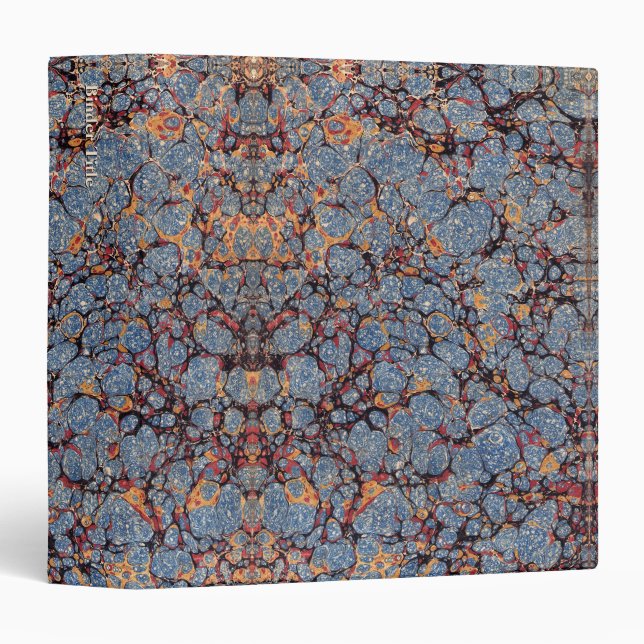 Blue, Black & Gold Marbled Paper Binder (Front/Spine)