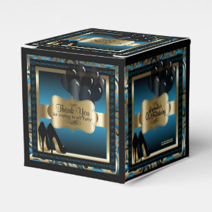 Blue, Black & Gold Metallic - 00th Birthday Favor Box