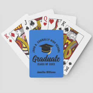 Blue Black Graduate Custom Graduation Playing Cards