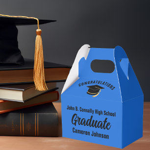 Blue Black Graduate Personalized Graduation Party Favor Box