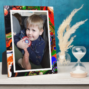 Blue, Black, Green Faux Marble Photo Plaque