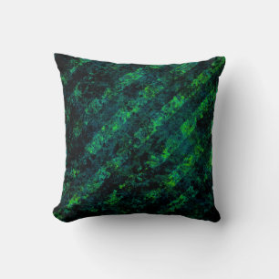 Blue black green striped background with blur, gra throw pillow