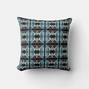 Blue Black Grey Mediterranean Look Small Mosaics Throw Pillow