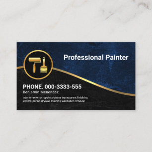 Blue Black Grunge Gold Wave Painter Business Card