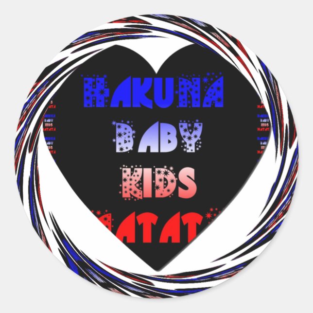 Blue Black Hakuna Matata Baby Kids Design.png Classic Round Sticker (Front)