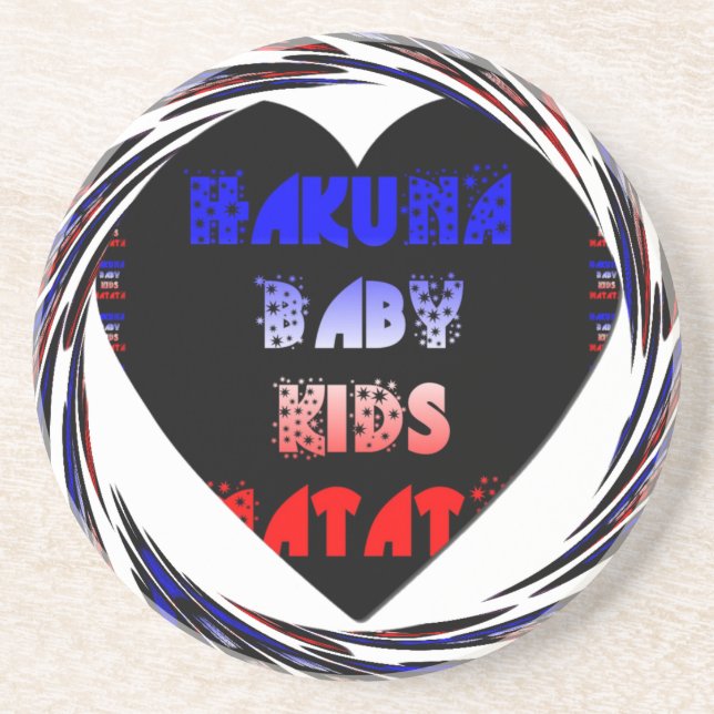 Blue Black Hakuna Matata Baby Kids Design.png Coaster (Front)