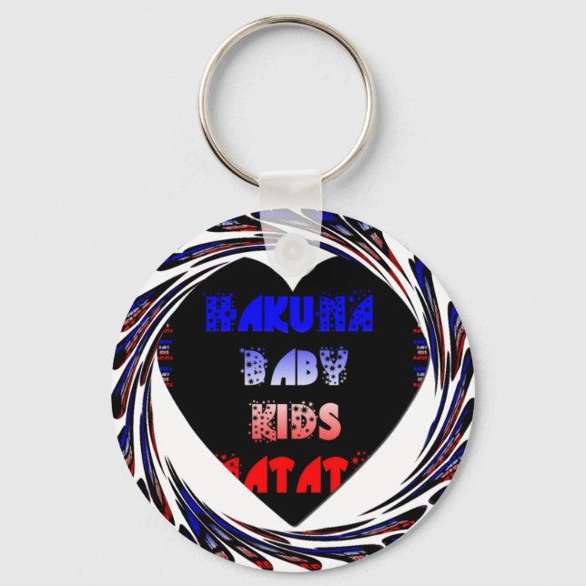Blue Black Hakuna Matata Baby Kids Design.png Keychain (Front)