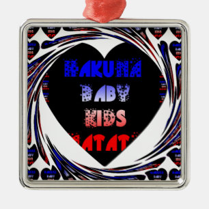 Blue Black Hakuna Matata Baby Kids Design.png Metal Ornament