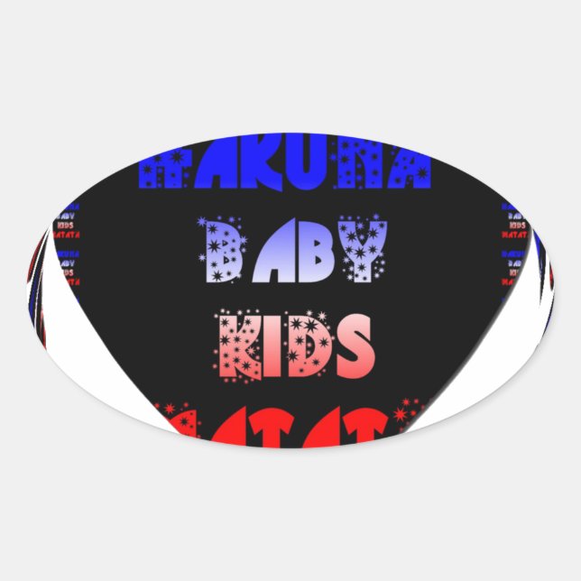 Blue Black Hakuna Matata Baby Kids Design.png Oval Sticker (Front)
