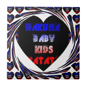 Blue Black Hakuna Matata Baby Kids Design.png Tile