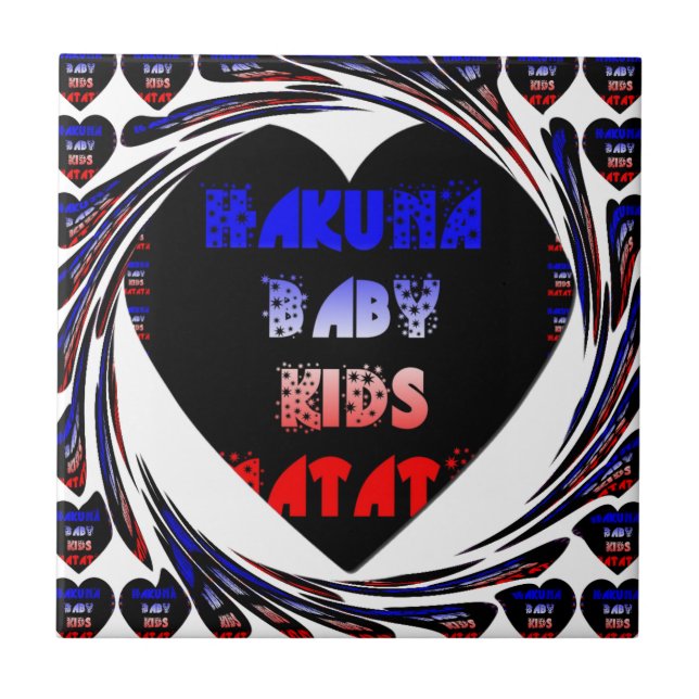 Blue Black Hakuna Matata Baby Kids Design.png Tile (Front)