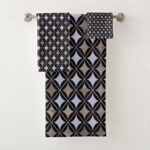 BLUE BLACK HAMPTONS STYLE BATHROOM TOWEL SET