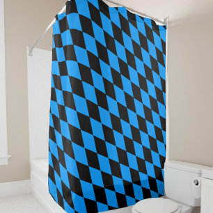 Blue Black Harlequin Diamonds Checkers Design