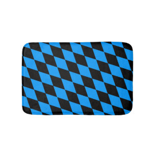 Blue Black Harlequin Diamonds Checkers Design Bath Mat