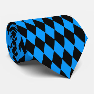 Blue Black Harlequin Diamonds Checkers Design  Tie