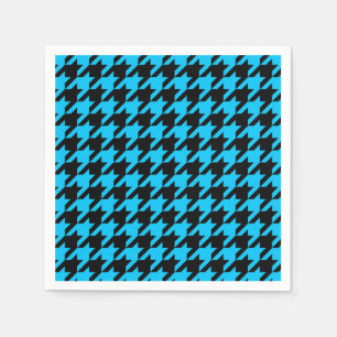 Blue Black Houndstooth Check Napkin