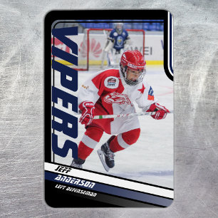 Blue Black Ice Hockey Trading Card Magnet