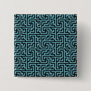 Blue & Black Labyrinth 2 Inch Square Button