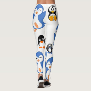 blue black leggings penguin long