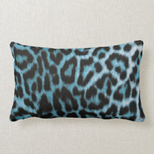 Blue Black Leopard Animal Print Lumbar Pillow