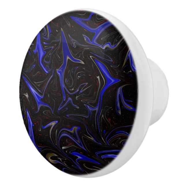Blue Black Liquefied Outer Space Pattern, Ceramic Knob (Right)