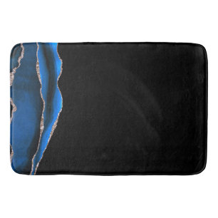 Blue Black Marble Gilded Agate Bath Mat