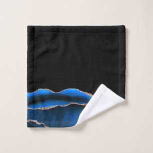 Blue Black Marble Gilded Agate Wash Cloth