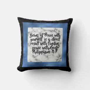 Blue Black Marble Reversible Scripture Pillow